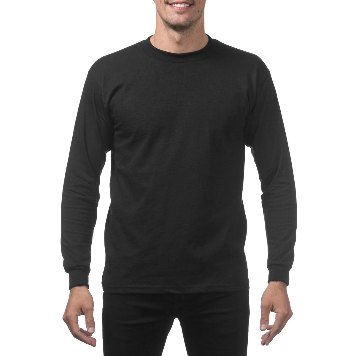 3 PACK Pro Club Men's Heavyweight Cotton Long Sleeve T-Shirt