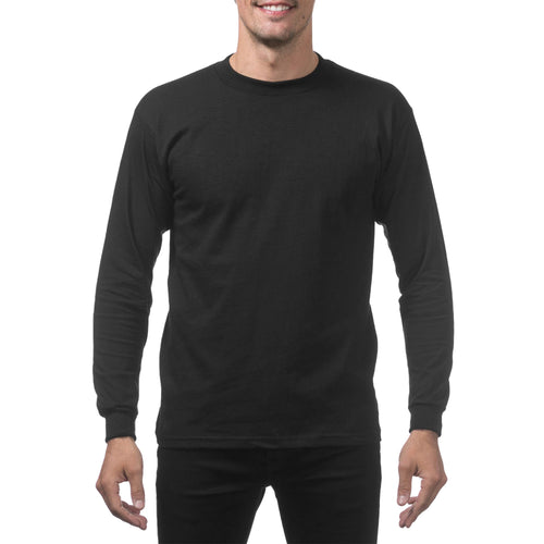 3 PACK Pro Club Men's Heavyweight Cotton Long Sleeve T-Shirt
