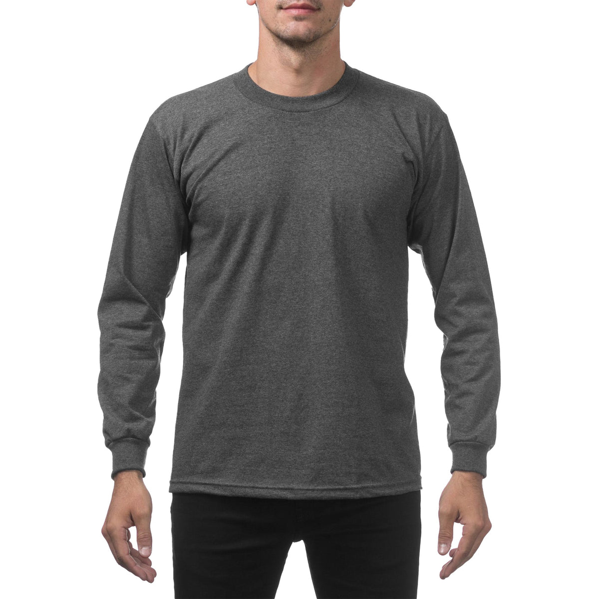 3 PACK Pro Club Men's Heavyweight Cotton Long Sleeve T-Shirt