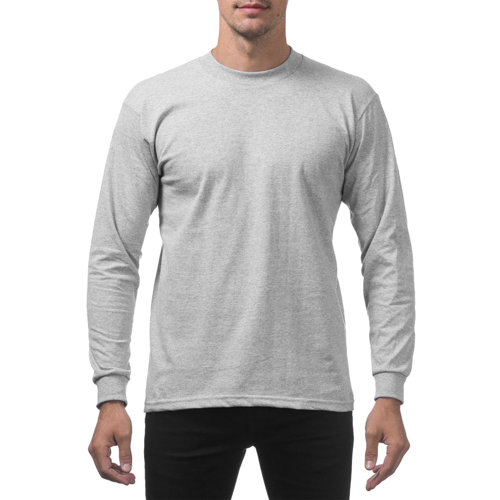 3 PACK Pro Club Men's Heavyweight Cotton Long Sleeve T-Shirt