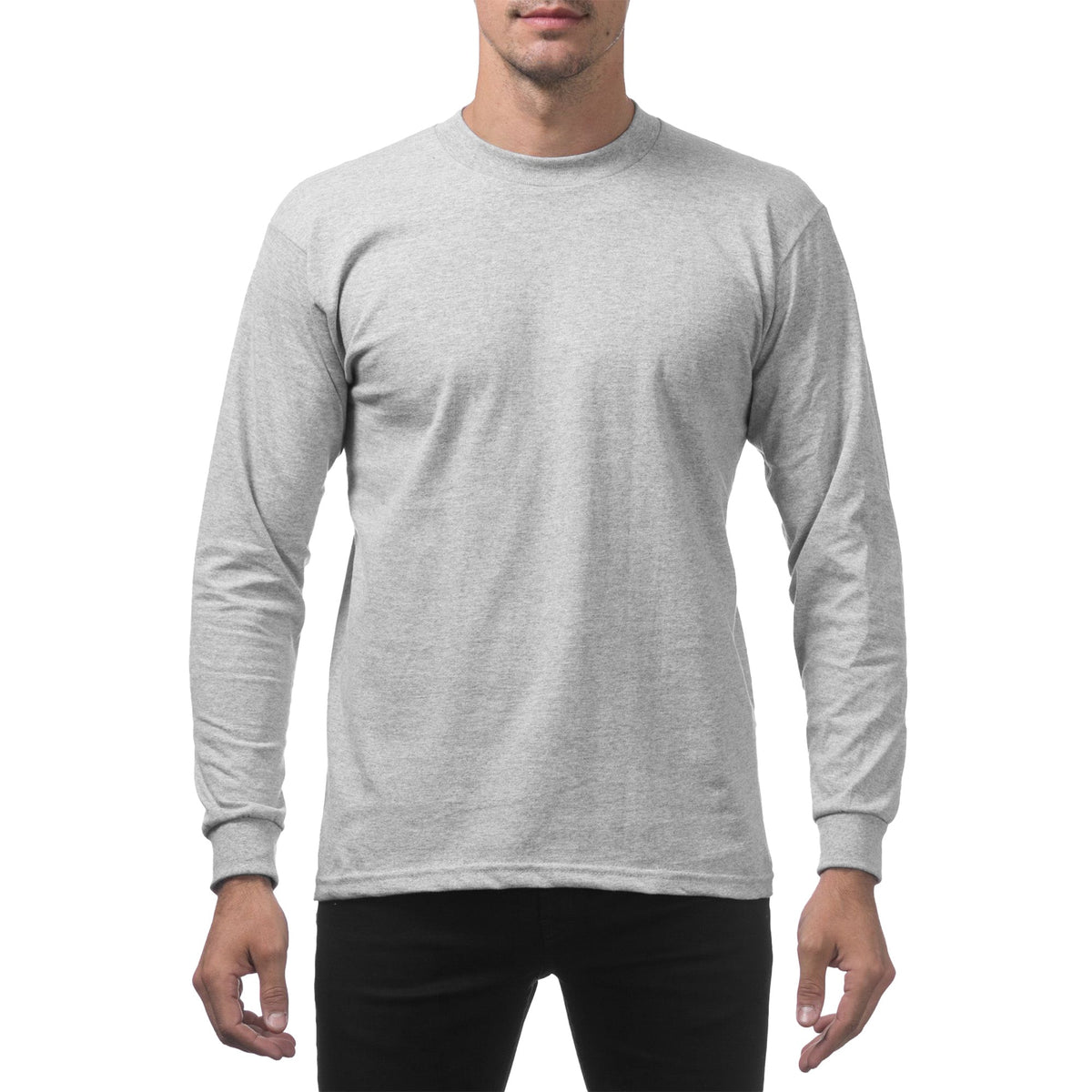 3 PACK Pro Club Men's Heavyweight Cotton Long Sleeve T-Shirt