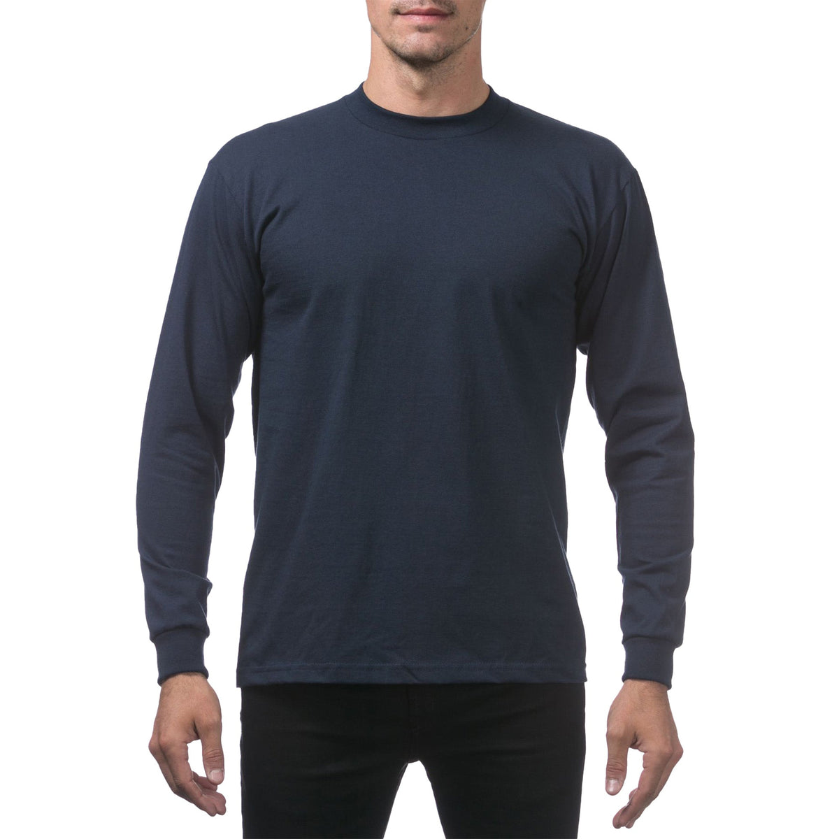 3 PACK Pro Club Men's Heavyweight Cotton Long Sleeve T-Shirt