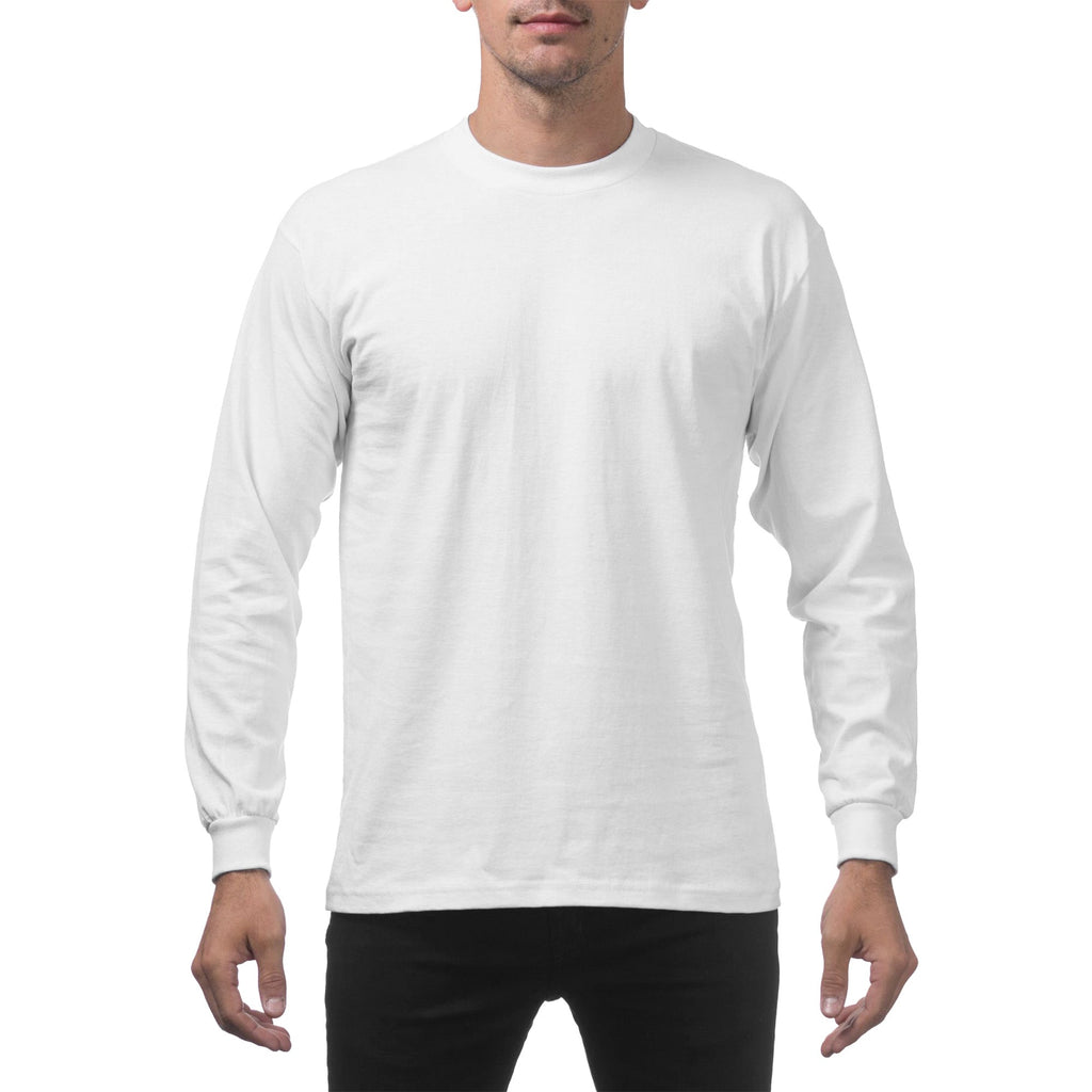 3 PACK Pro Club Men's Heavyweight Cotton Long Sleeve T-Shirt