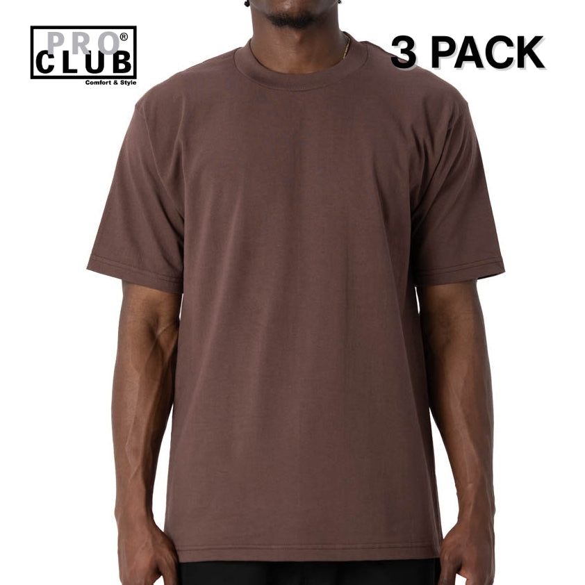 3 PACK Pro Club Men's Heavyweight Cotton Short Sleeve Crew Neck T-Shirt