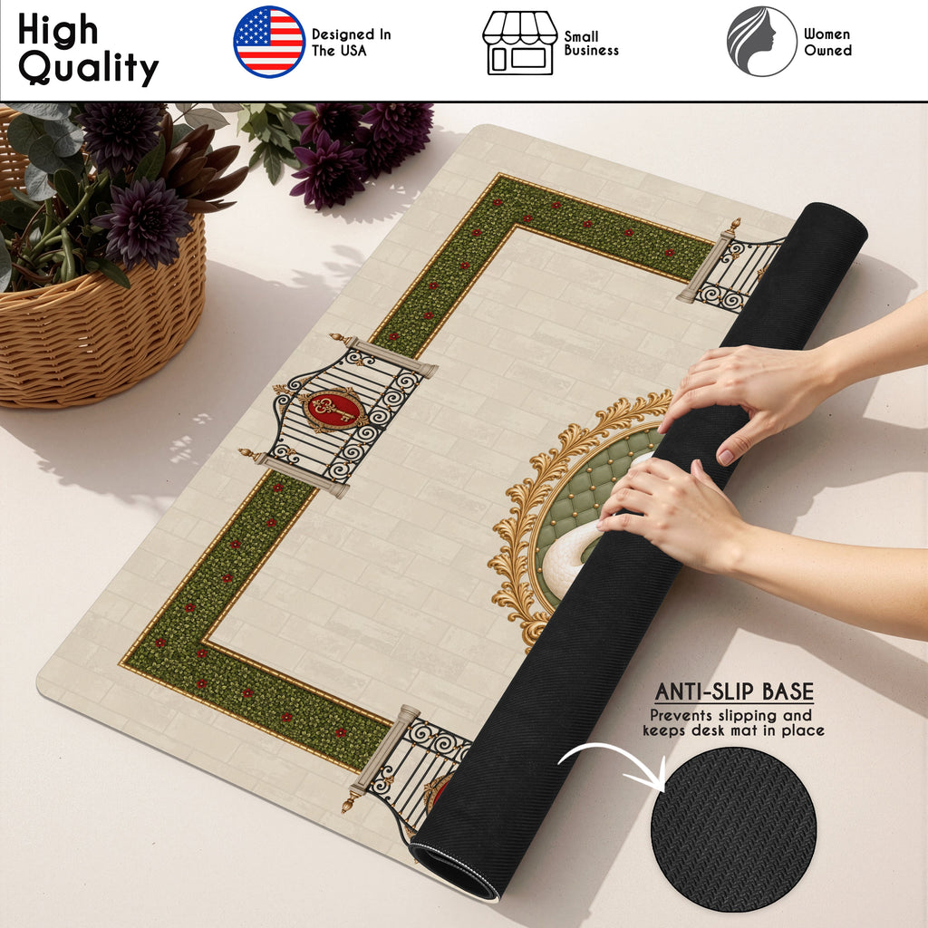 Red Vintage Antique Collection Mahjong Mat for Table - Shipped Rolled
