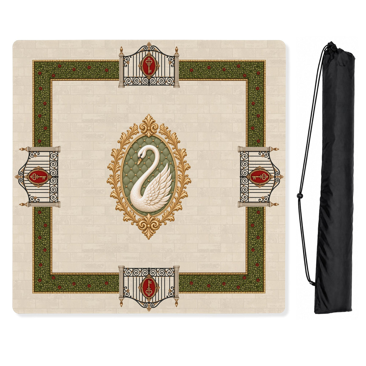 Red Vintage Antique Collection Mahjong Mat for Table - Shipped Rolled