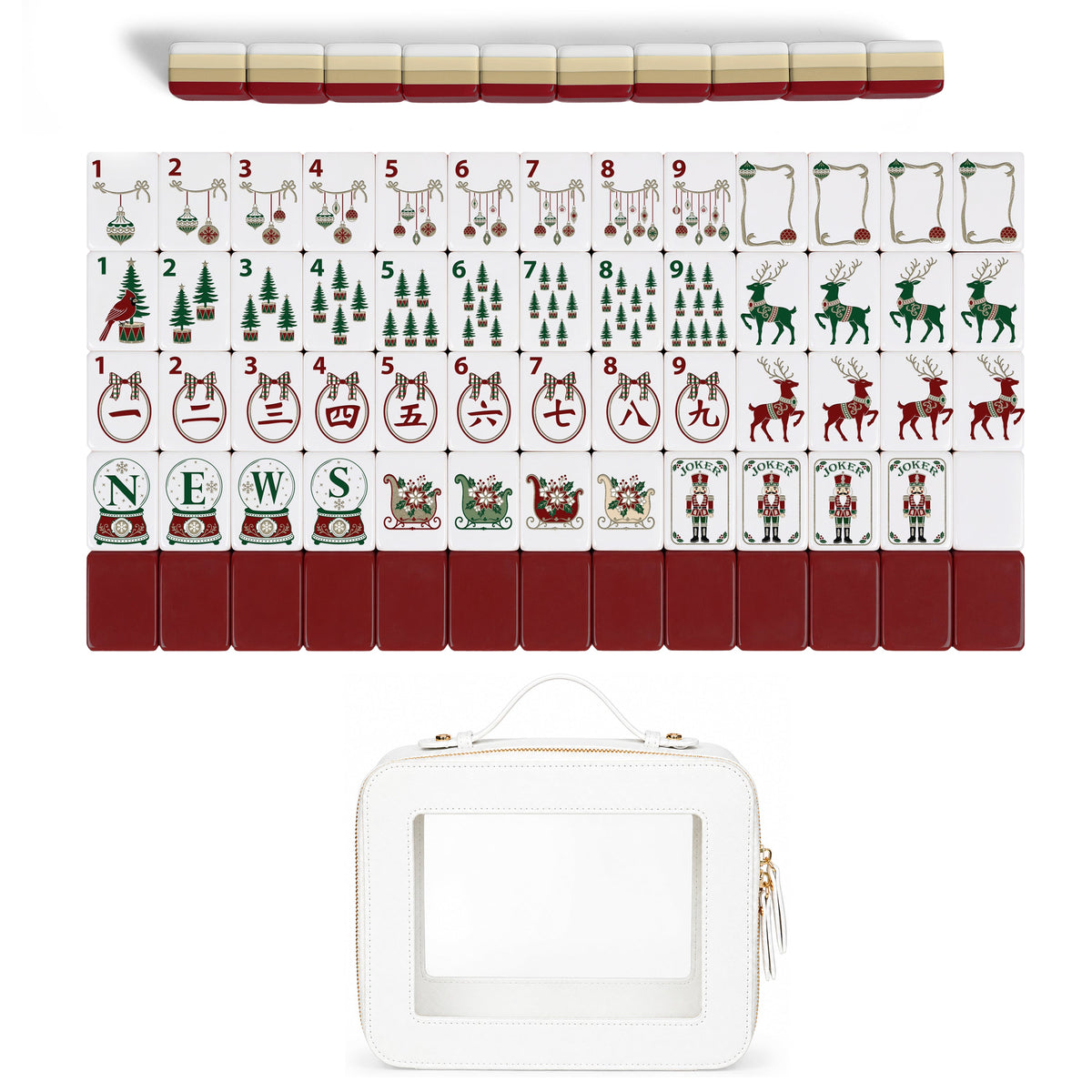 Holiday Red Christmas Collection American Mahjong Tile Set (160pc)