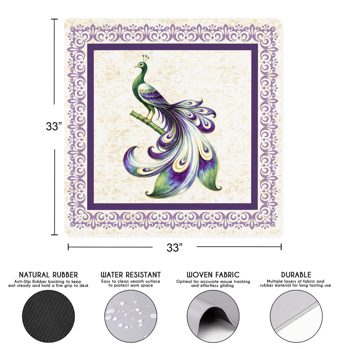 Purple Classic Collection Mahjong Mat for Table - Shipped Rolled