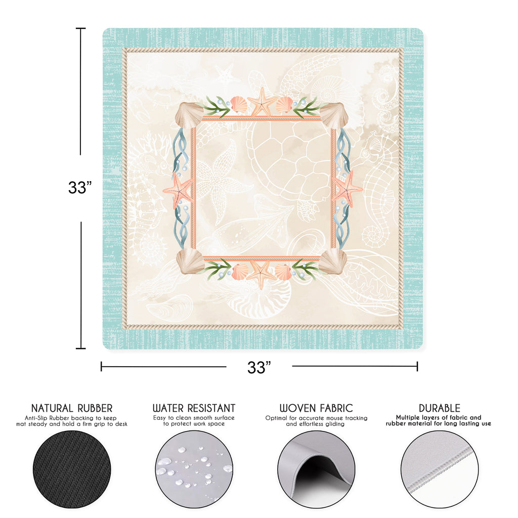 Aqua Blue Coastal Paradise Collection Mahjong Mat for Table - Shipped Rolled