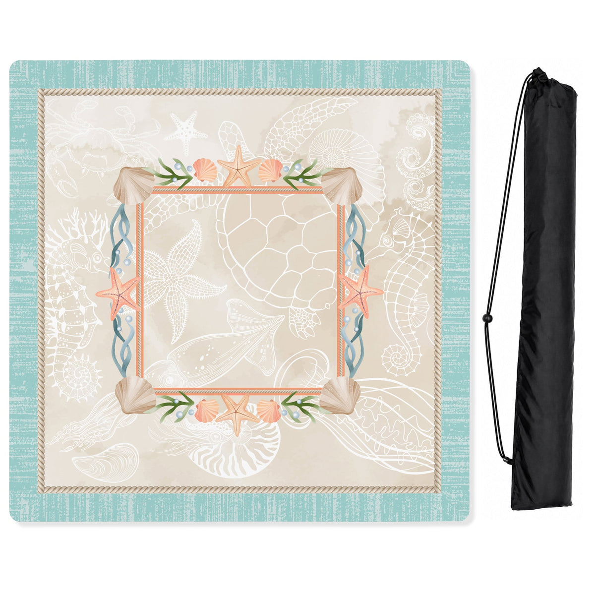 Aqua Blue Coastal Paradise Collection Mahjong Mat for Table - Shipped Rolled