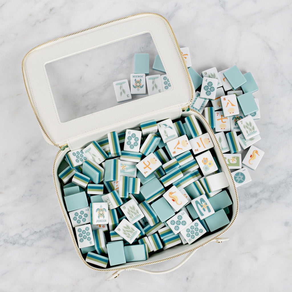 Aqua Blue Coastal Paradise Collection American Mahjong Tile Set (160pc)