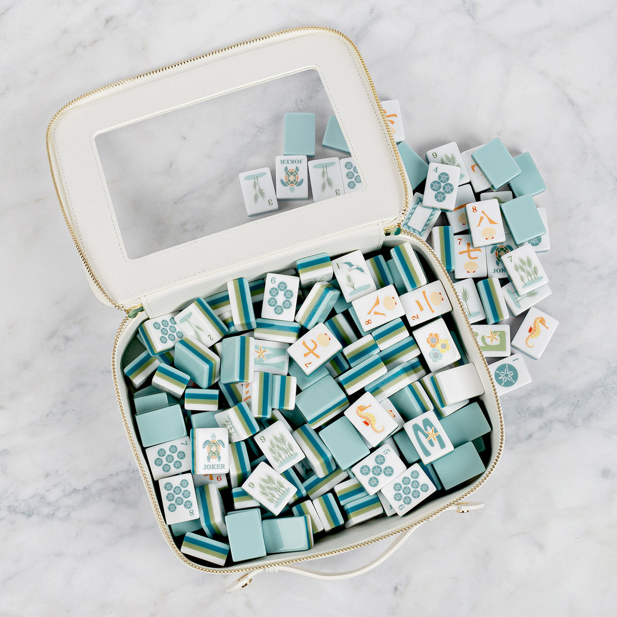 Aqua Blue Coastal Paradise Collection American Mahjong Tile Set (160pc)