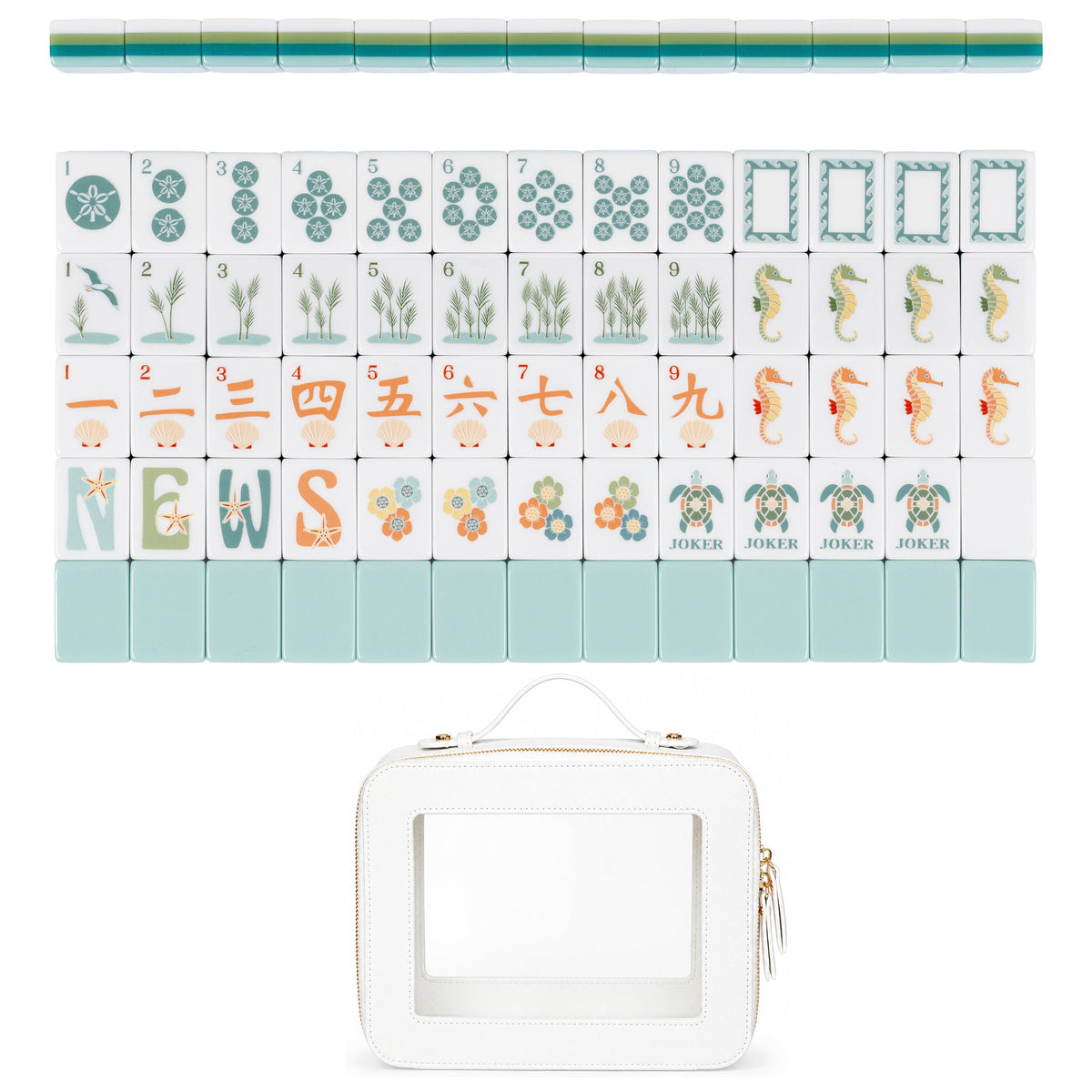Aqua Blue Coastal Paradise Collection American Mahjong Tile Set (160pc)