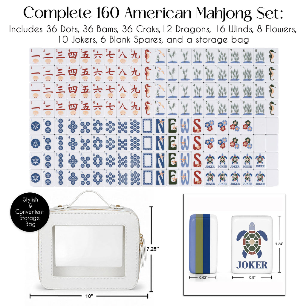 Sky Blue Coastal Paradise Collection American Mahjong Tile Set (160pc)