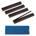 (20in.) Dark Brown Wooden Mahjong Racks with Pushers & Travel Bag - Set of 4