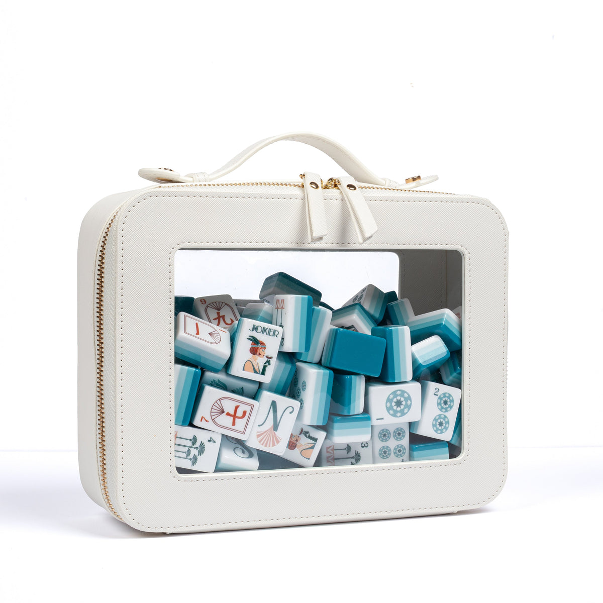 Teal Art Deco Collection American Mahjong Tile Set (160pc)