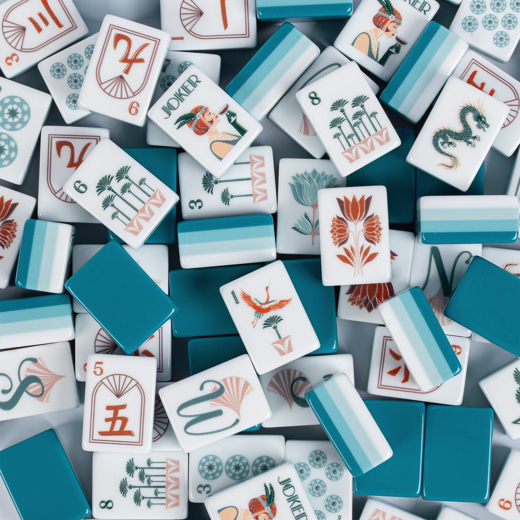 Teal Art Deco Collection American Mahjong Tile Set (160pc)
