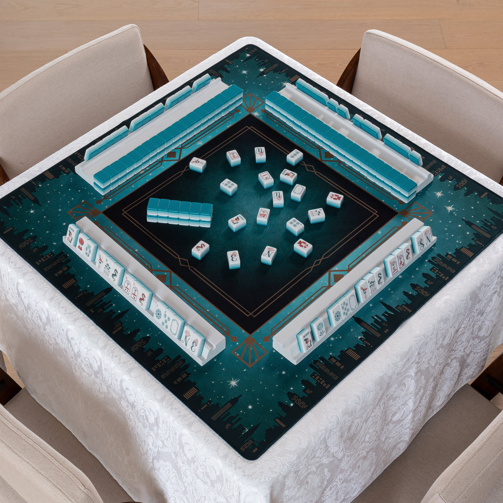 Teal Art Deco Collection American Mahjong Tile Set (160pc)