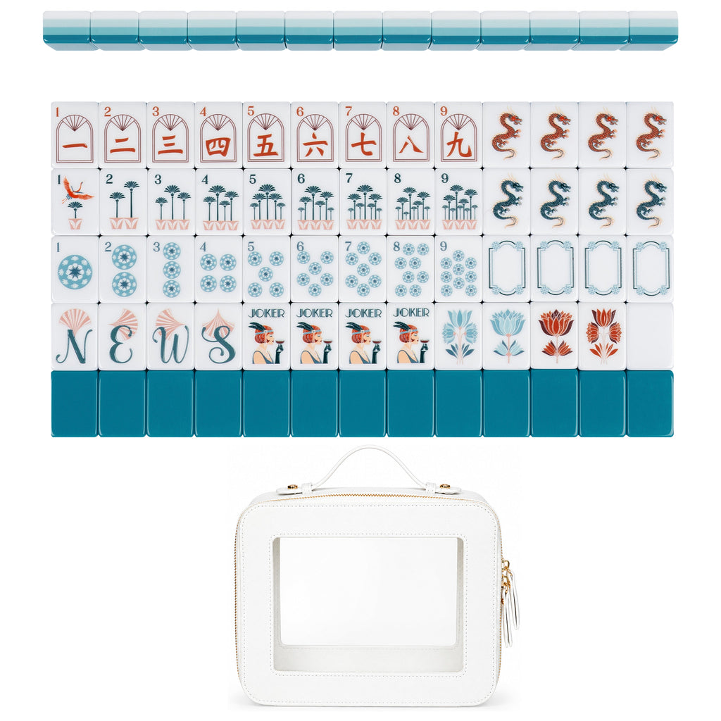 Teal Art Deco Collection American Mahjong Tile Set (160pc)