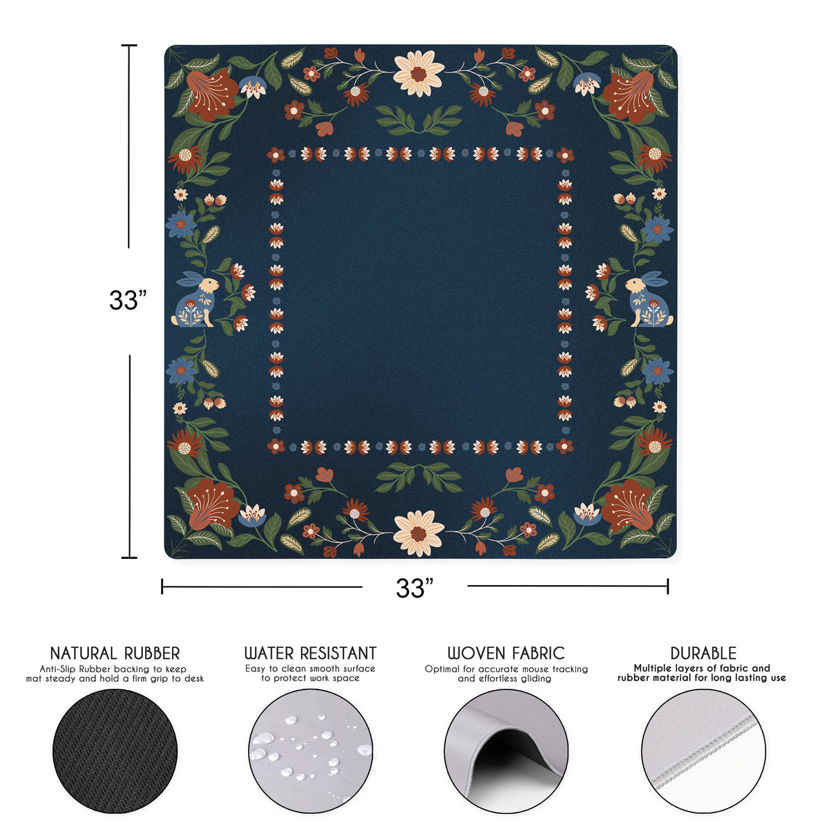 Orange Folk Collection Mahjong Mat for Table - Shipped Rolled
