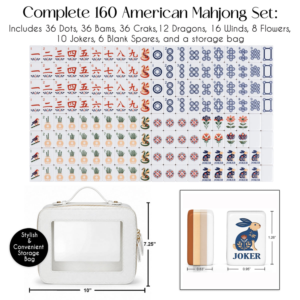 Orange Folk Collection American Mahjong Tile Set (160pc)