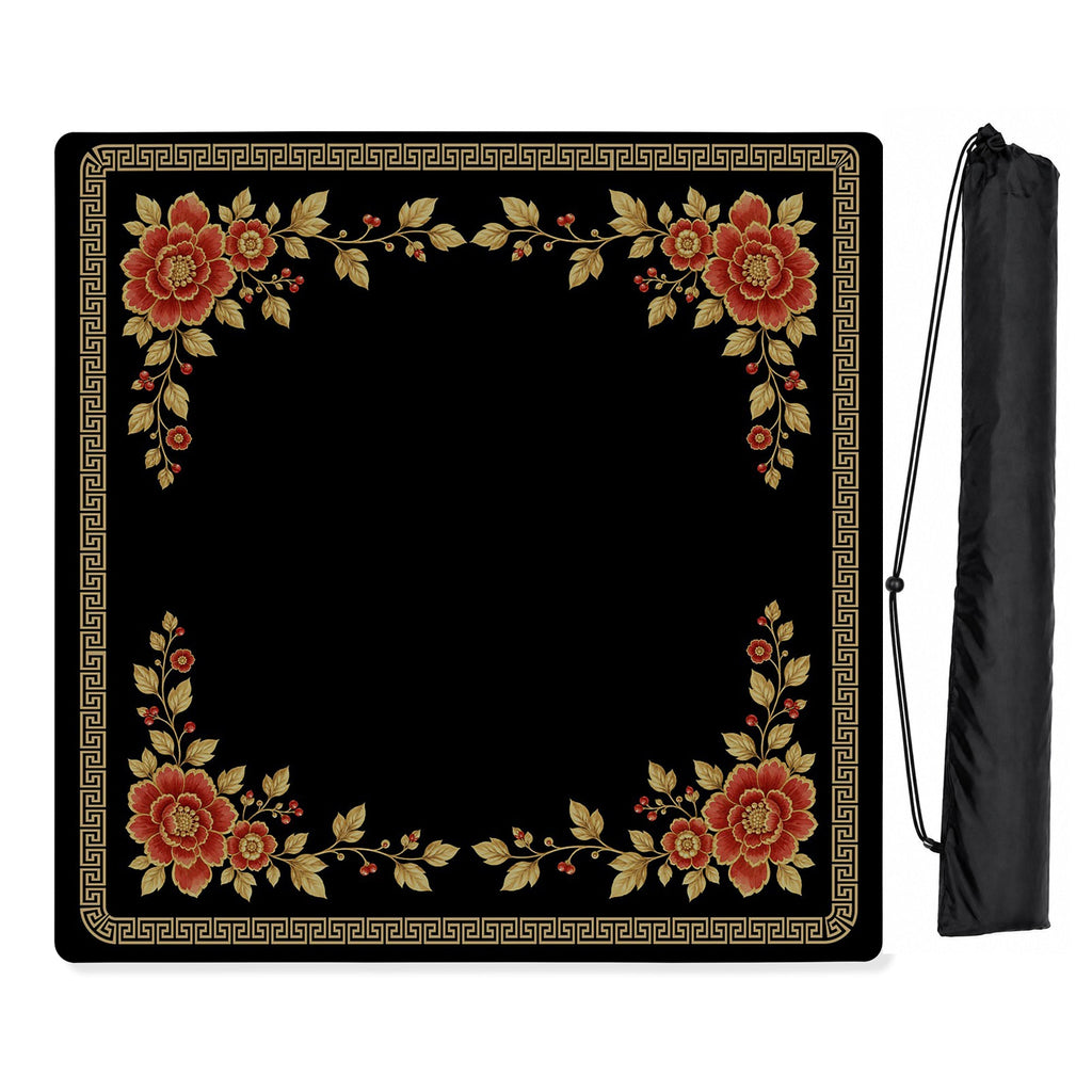 Floral Golden Pearl Collection Mahjong Mat for Table - Shipped Rolled