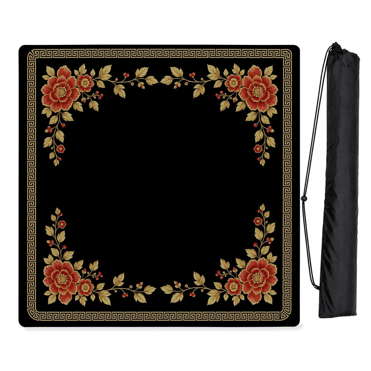 Floral Golden Pearl Collection Mahjong Mat for Table - Shipped Rolled