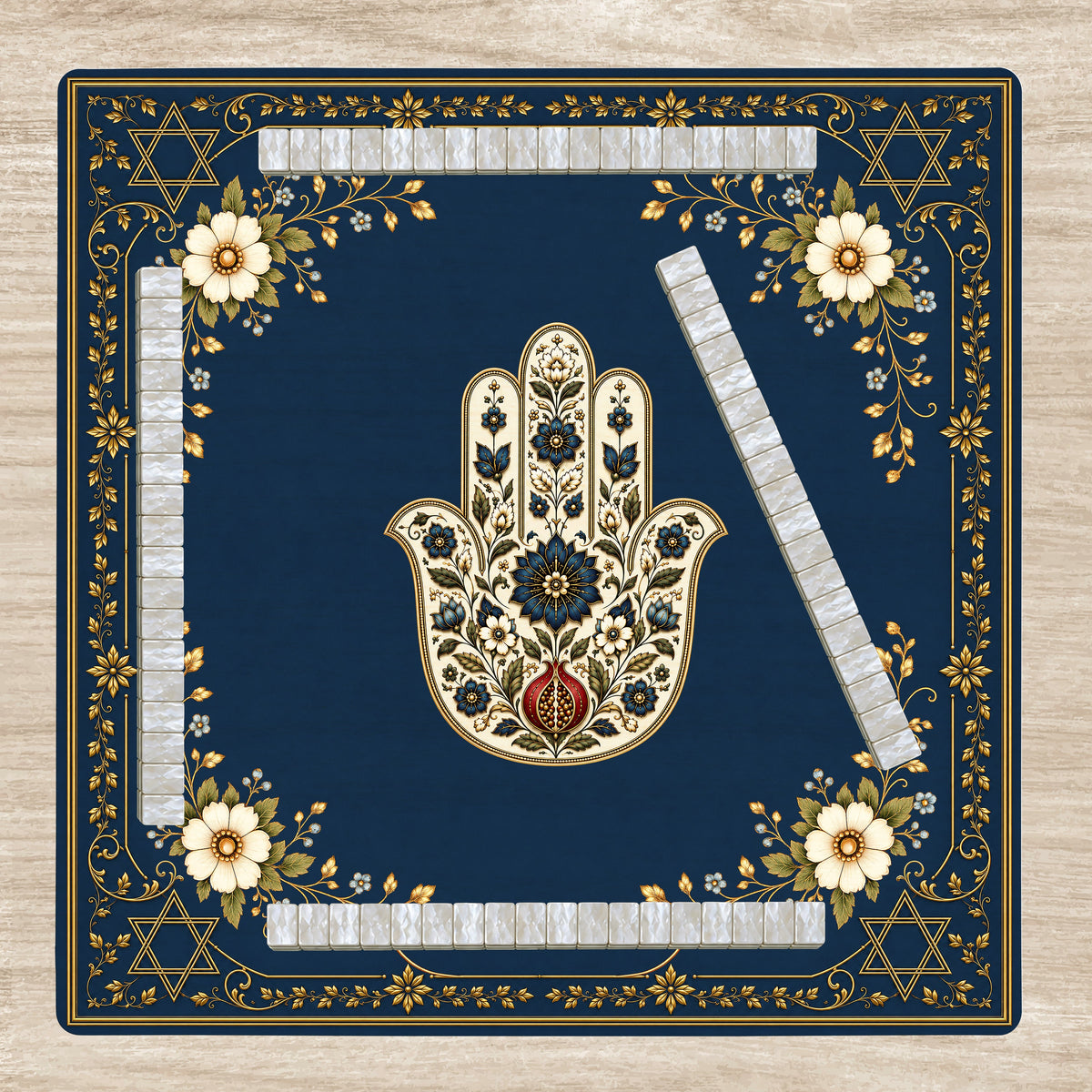 Judaica Pearl Collection - Mahjong Mat for Table - Shipped Rolled