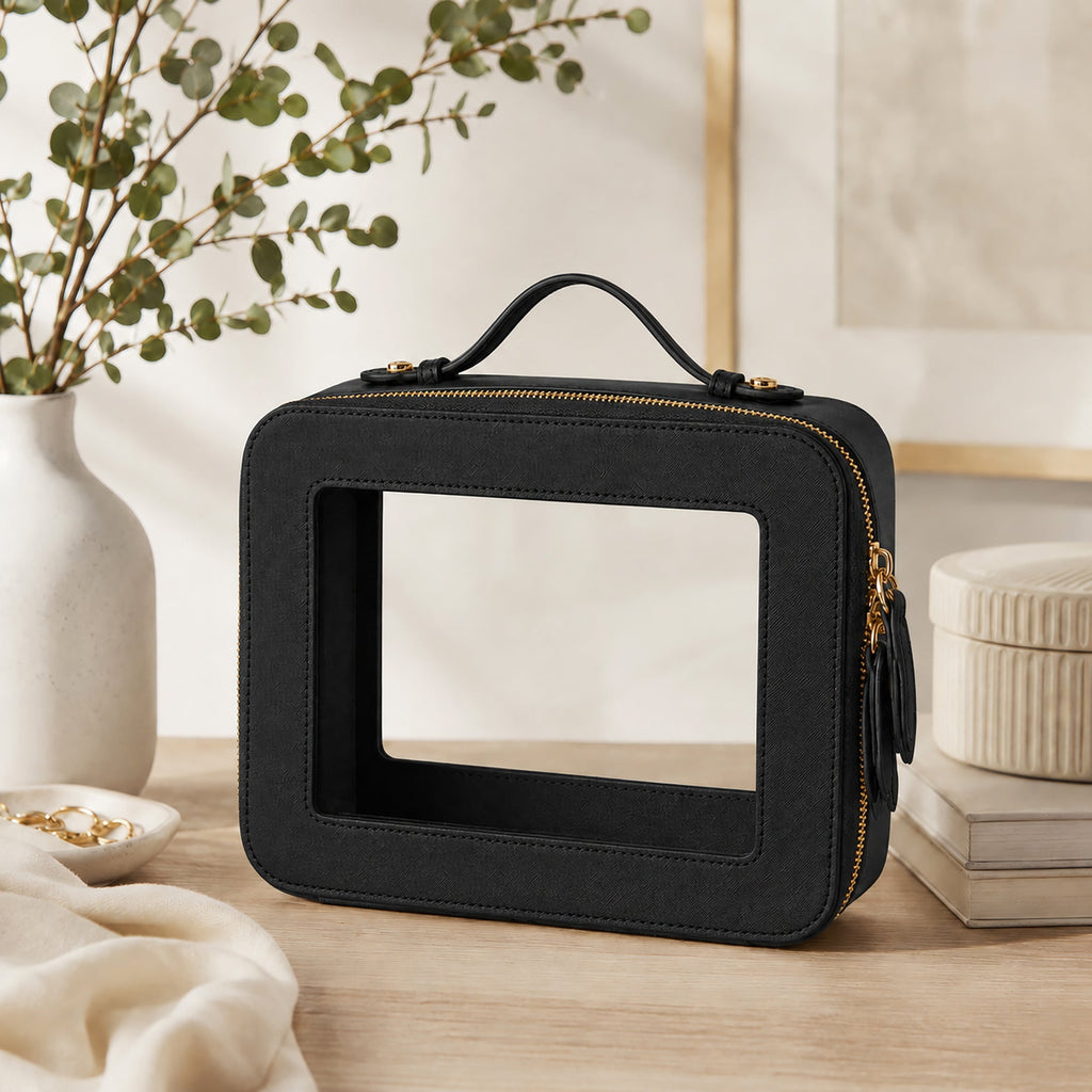 Clear Mahjong Tile Bag with Zipper - Black