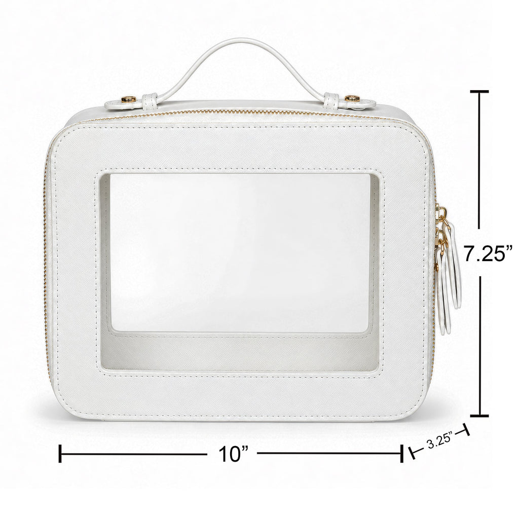 Clear Mahjong Tile Bag with Zipper - White