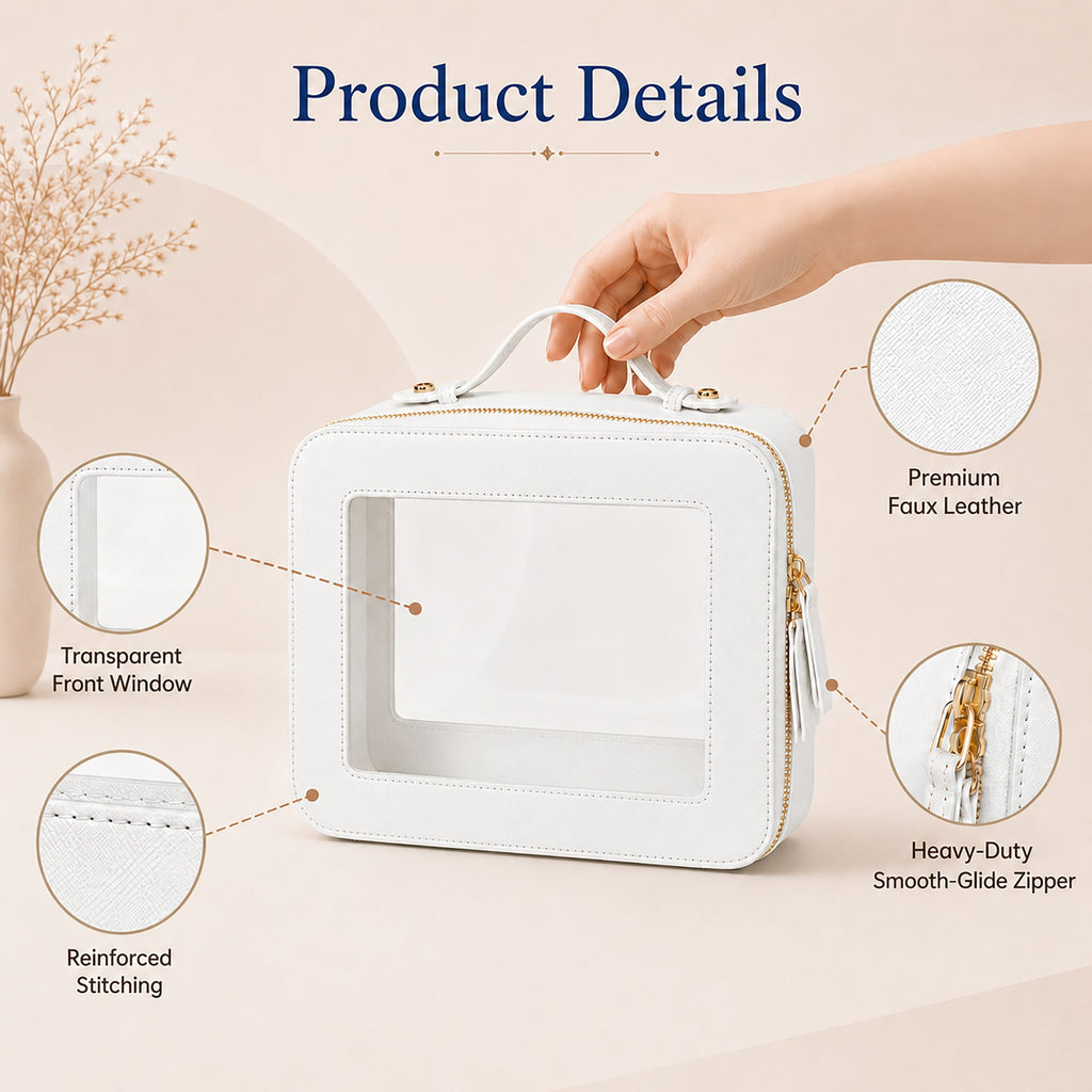 Clear Mahjong Tile Bag with Zipper - White