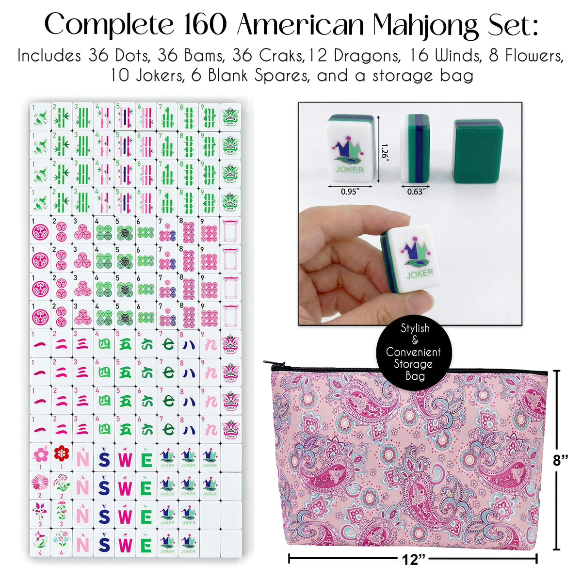 Green Hat Collection American Mahjong Tile Set (160pc)