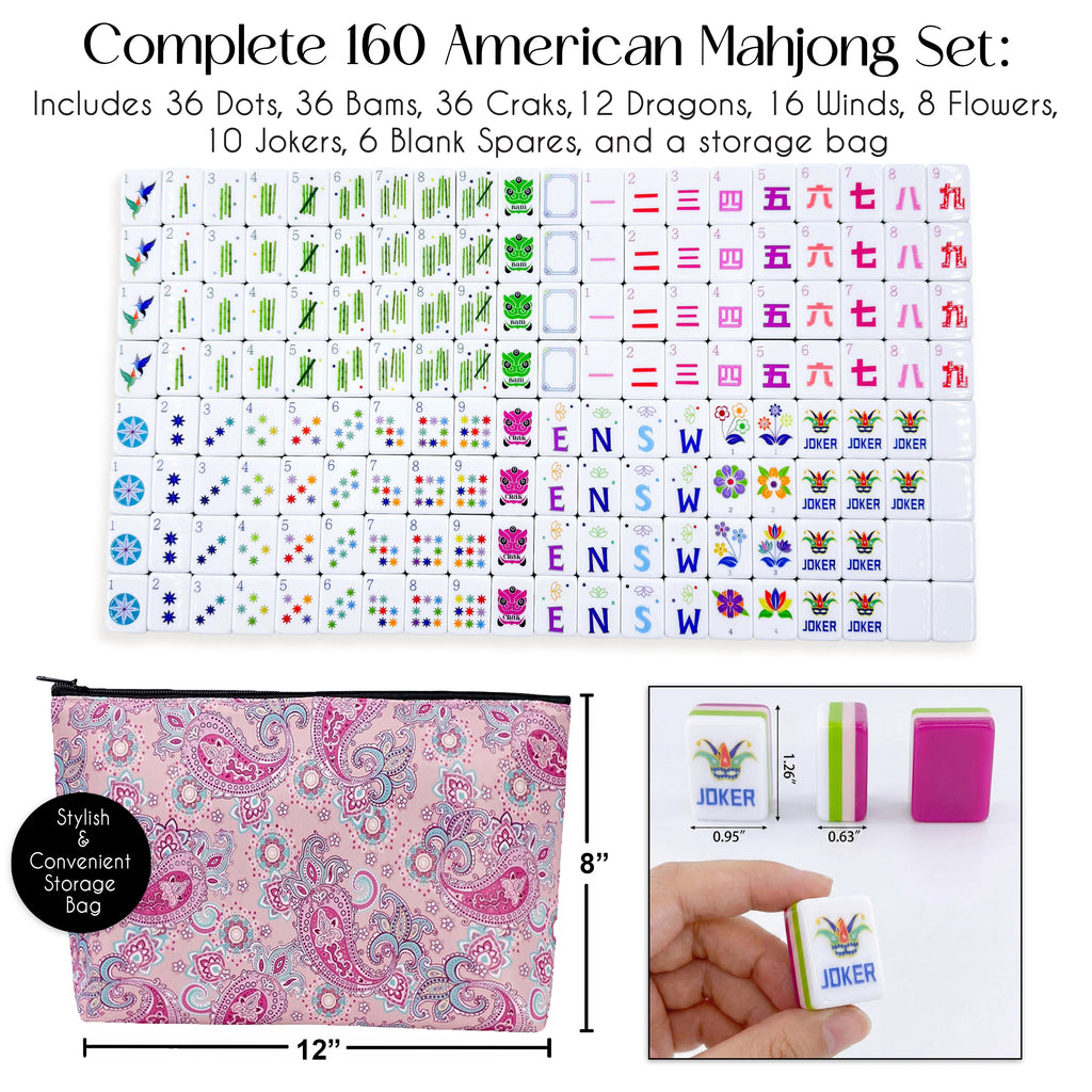 Pink Mask Collection American Mahjong Tile Set (160pc)