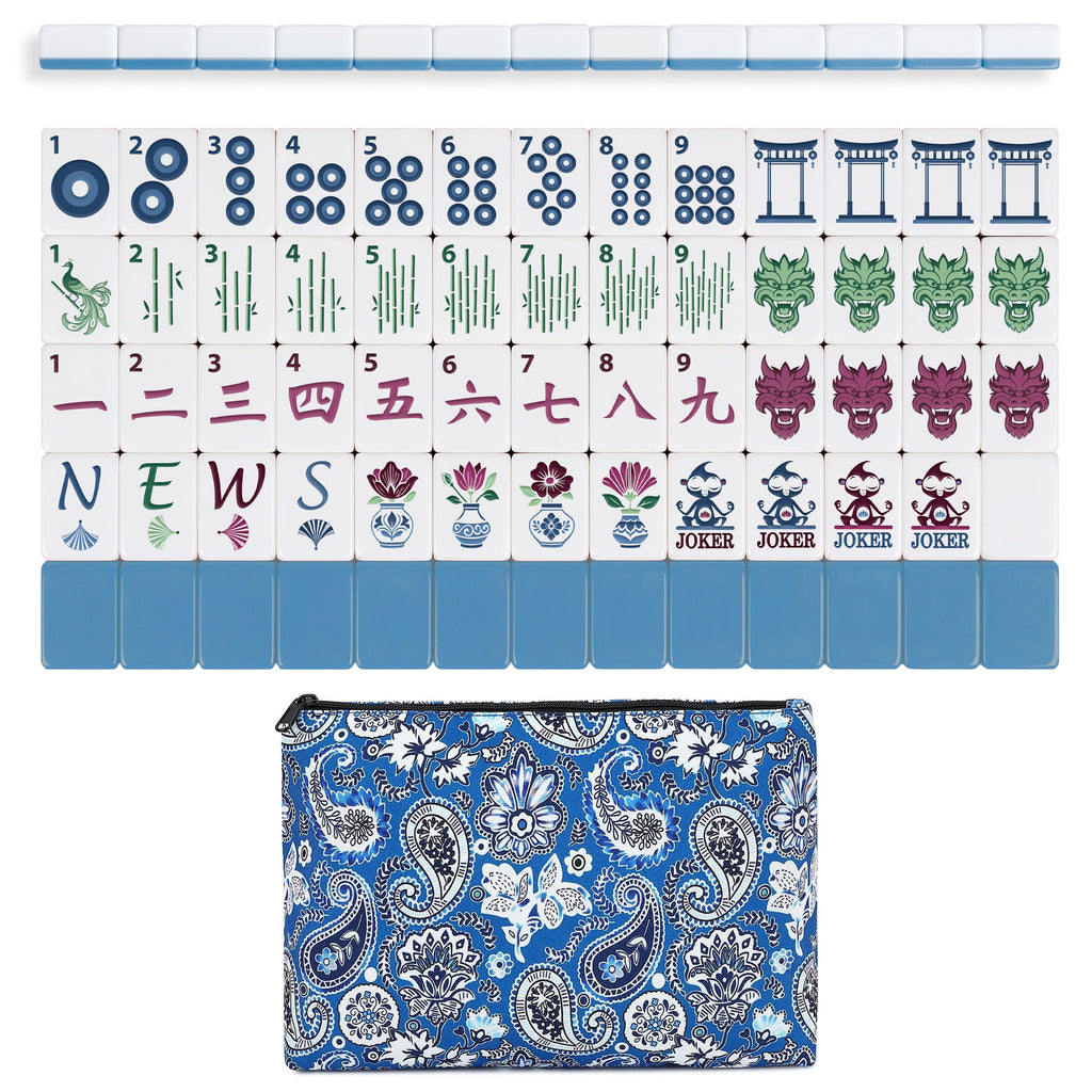Blue Monkey Collection Melamine American Mahjong Tile Set (160pc)