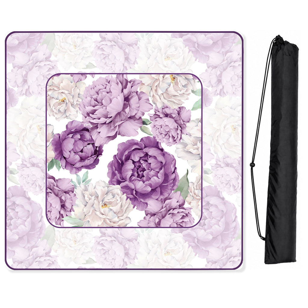 Peony Floral Garden Lavender Purple and Ivory Collection Mahjong Mat for Table - Shipped Rolled