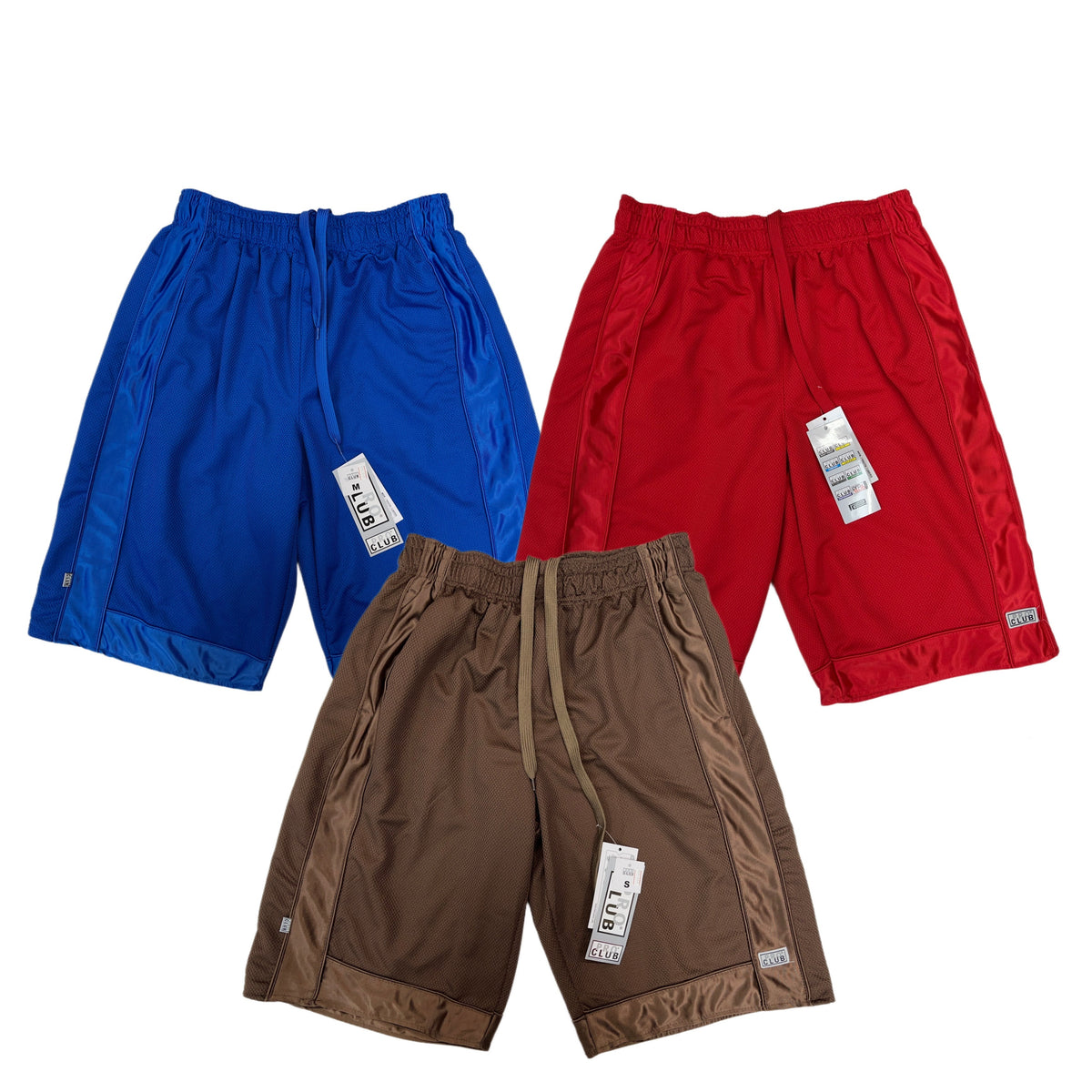 Pro Club Men's Heavyweight Mesh Basketball Shorts (Royal Blue/Red/Brown)