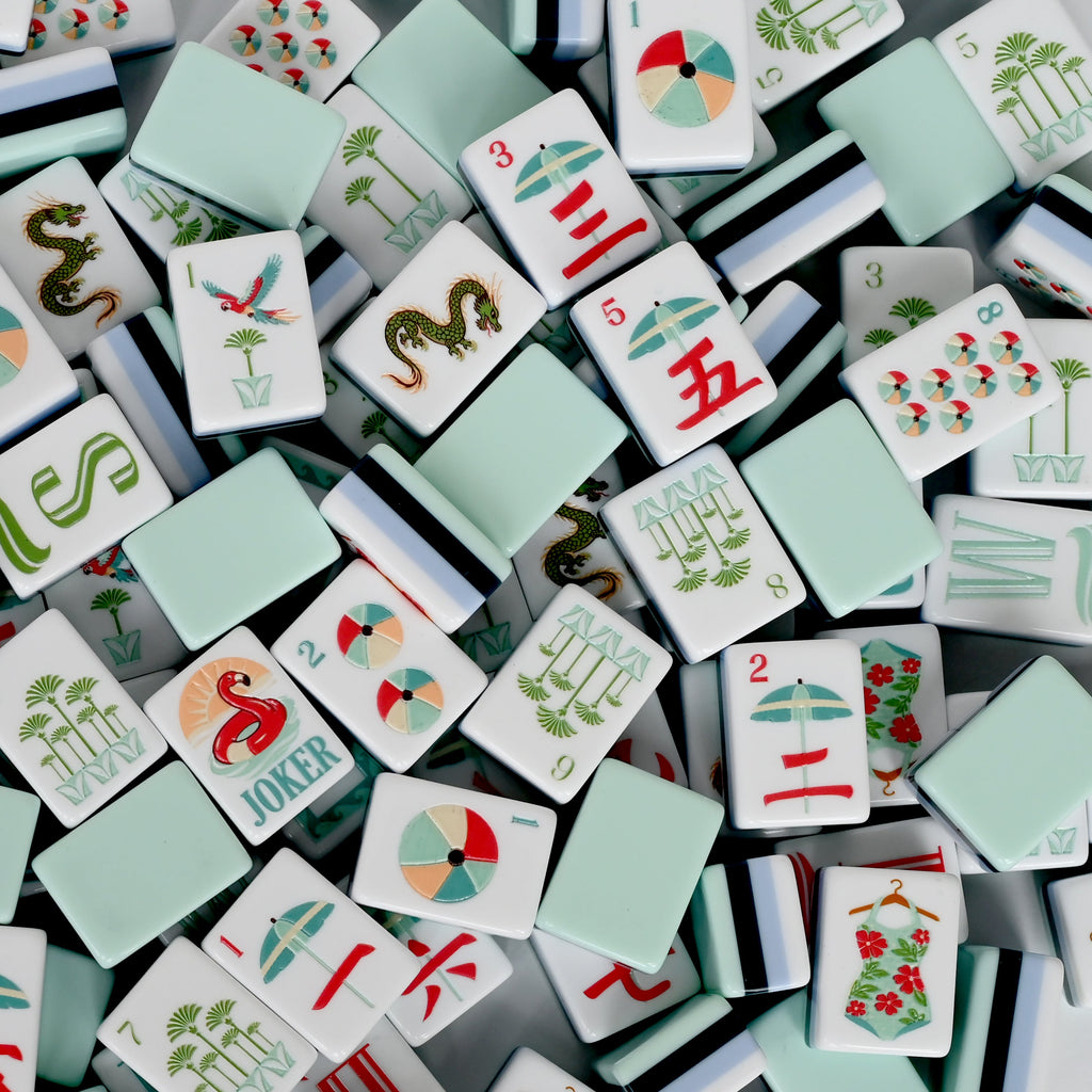 Mint Green Royal Palm Collection American Mahjong Tile Set (160pc)