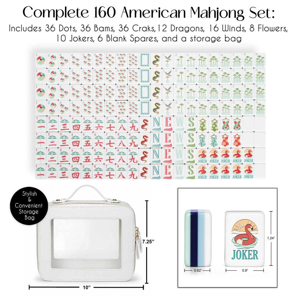 Mint Green Royal Palm Collection American Mahjong Tile Set (160pc)