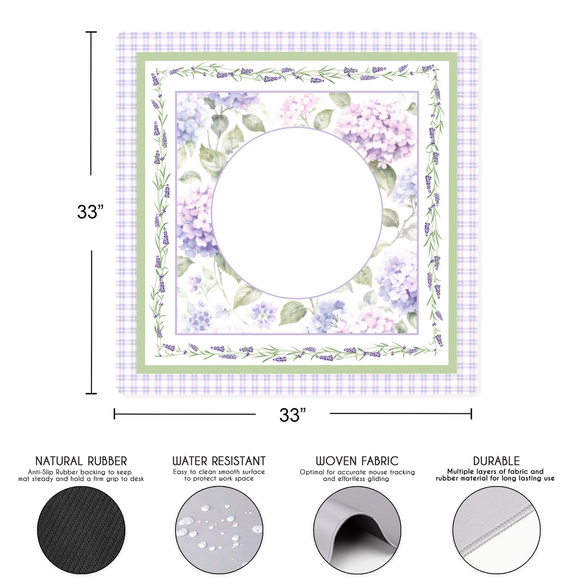 Purple Secret Garden Collection Mahjong Mat for Table - Shipped Rolled
