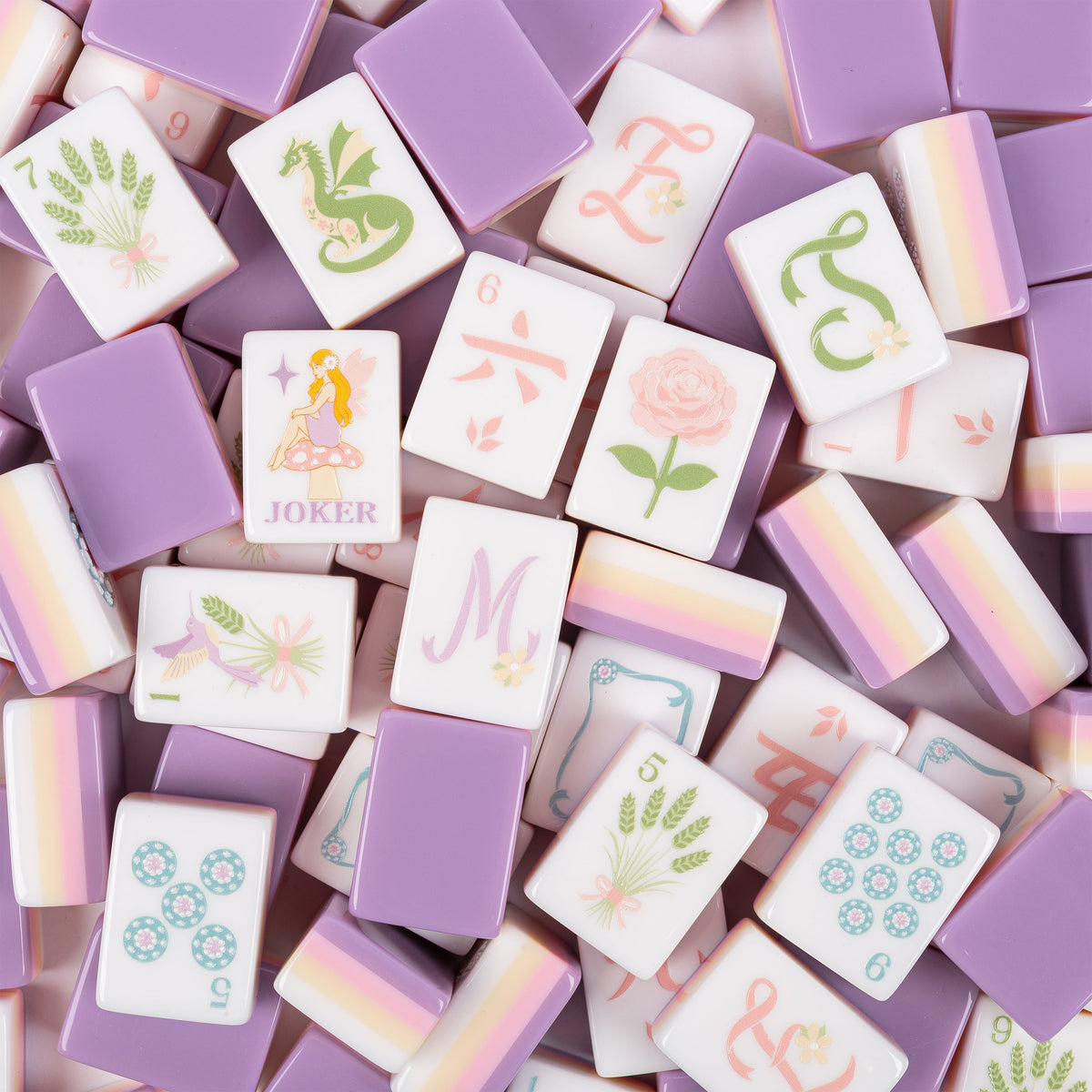 Purple Secret Garden Collection American Mahjong Tile Set (160pc)