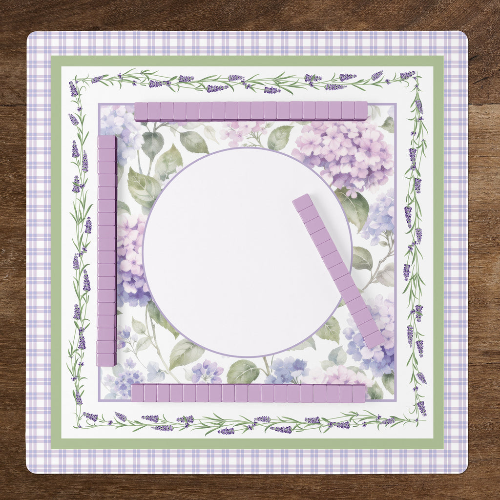 Purple Secret Garden Collection Mahjong Mat for Table - Shipped Rolled