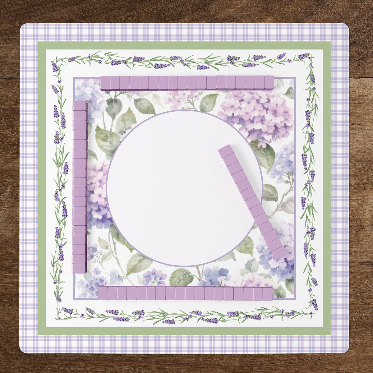 Purple Secret Garden Collection Mahjong Mat for Table - Shipped Rolled
