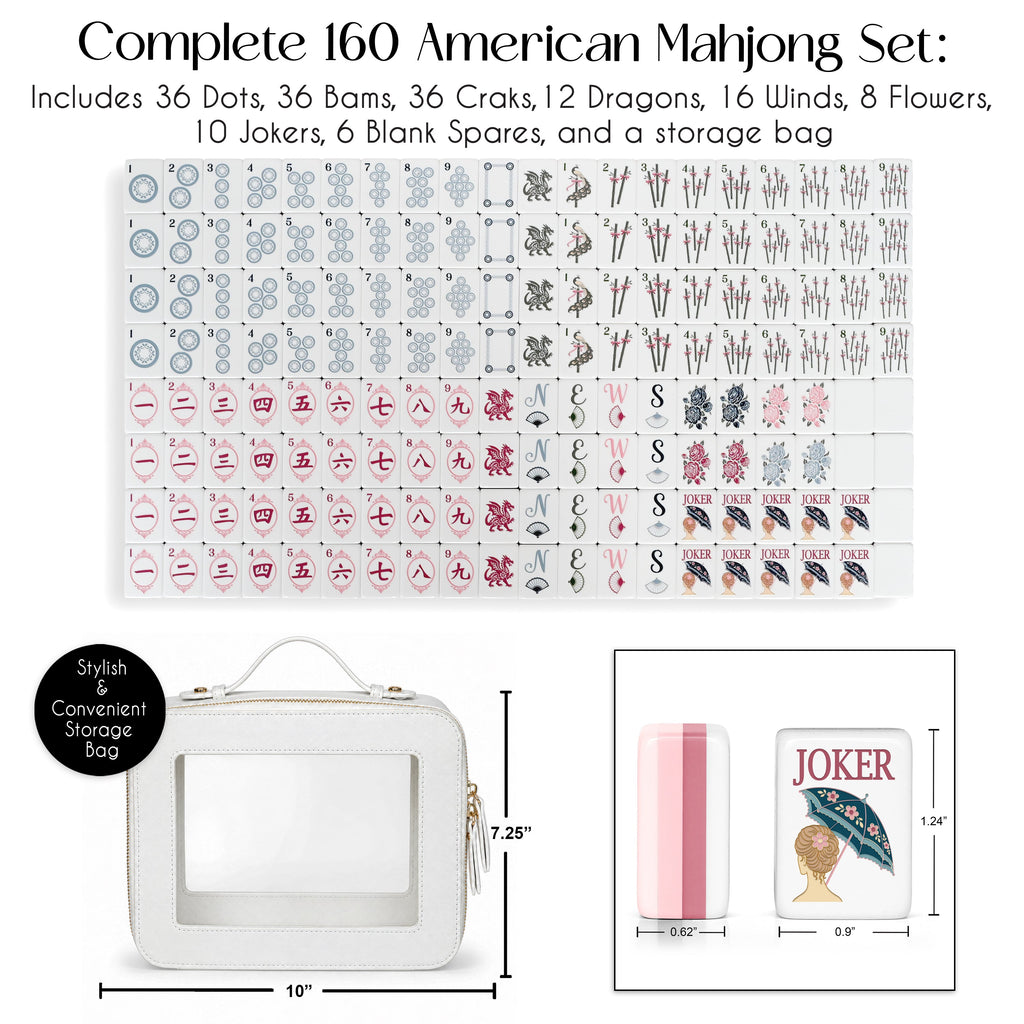 Pink Shabby Chic Collection American Mahjong Tile Set (160pc)