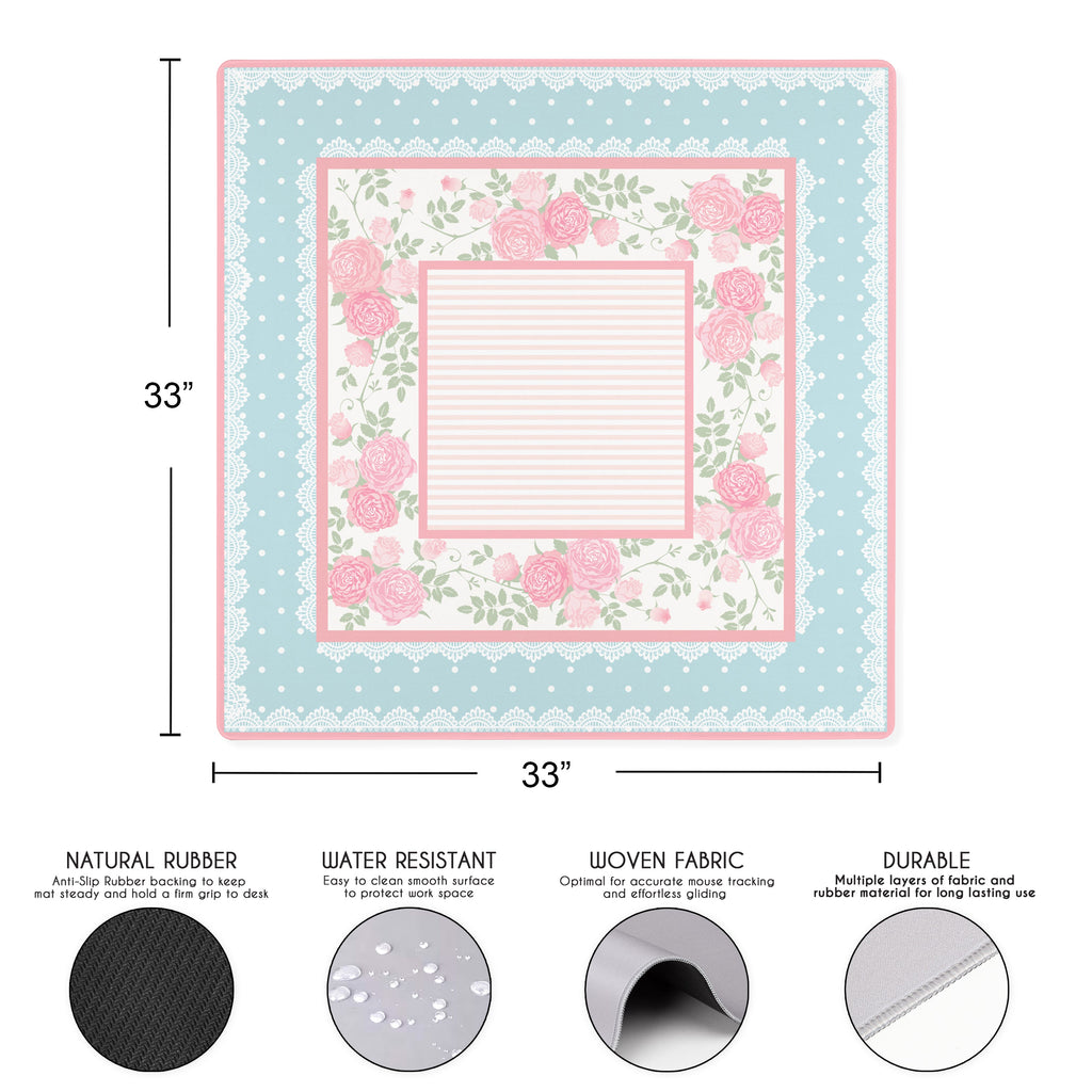 Pink Shabby Chic Collection Mahjong Mat for Table - Shipped Rolled