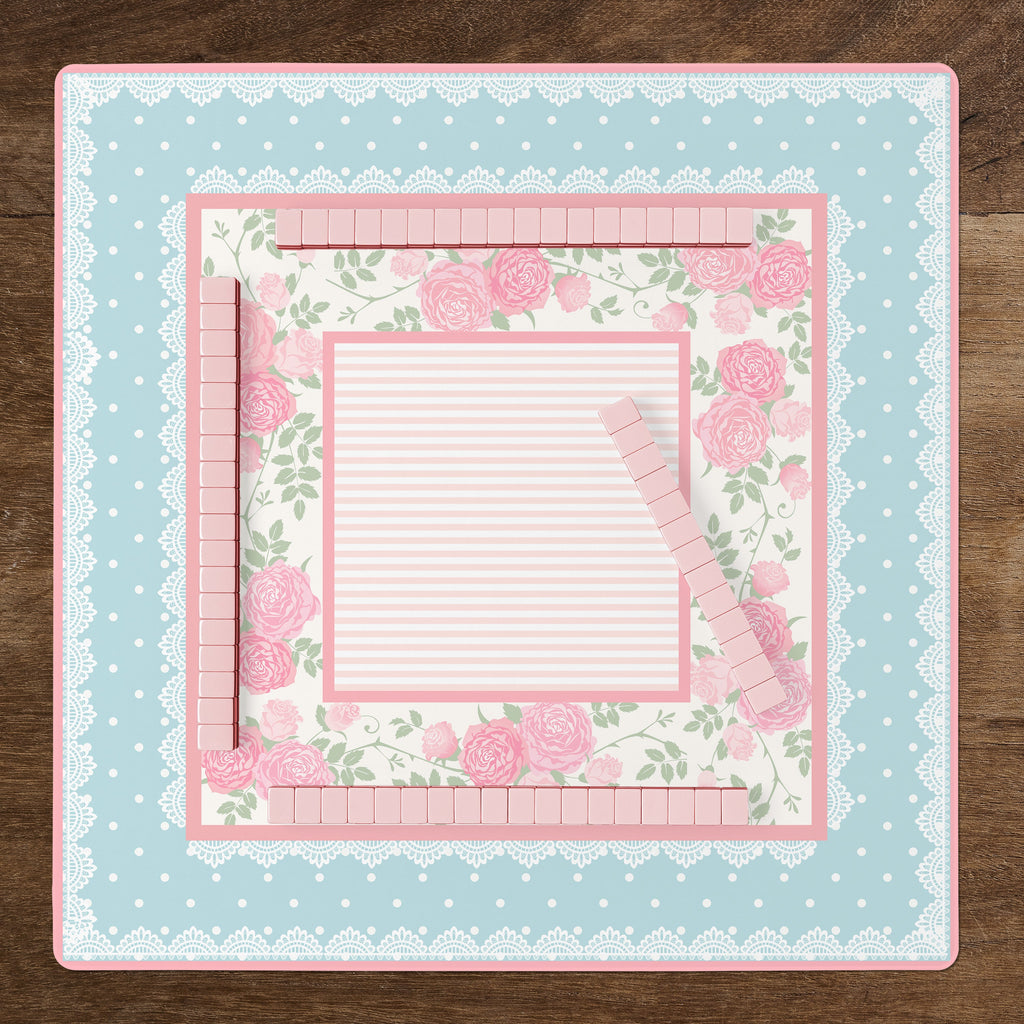 Pink Shabby Chic Collection Mahjong Mat for Table - Shipped Rolled