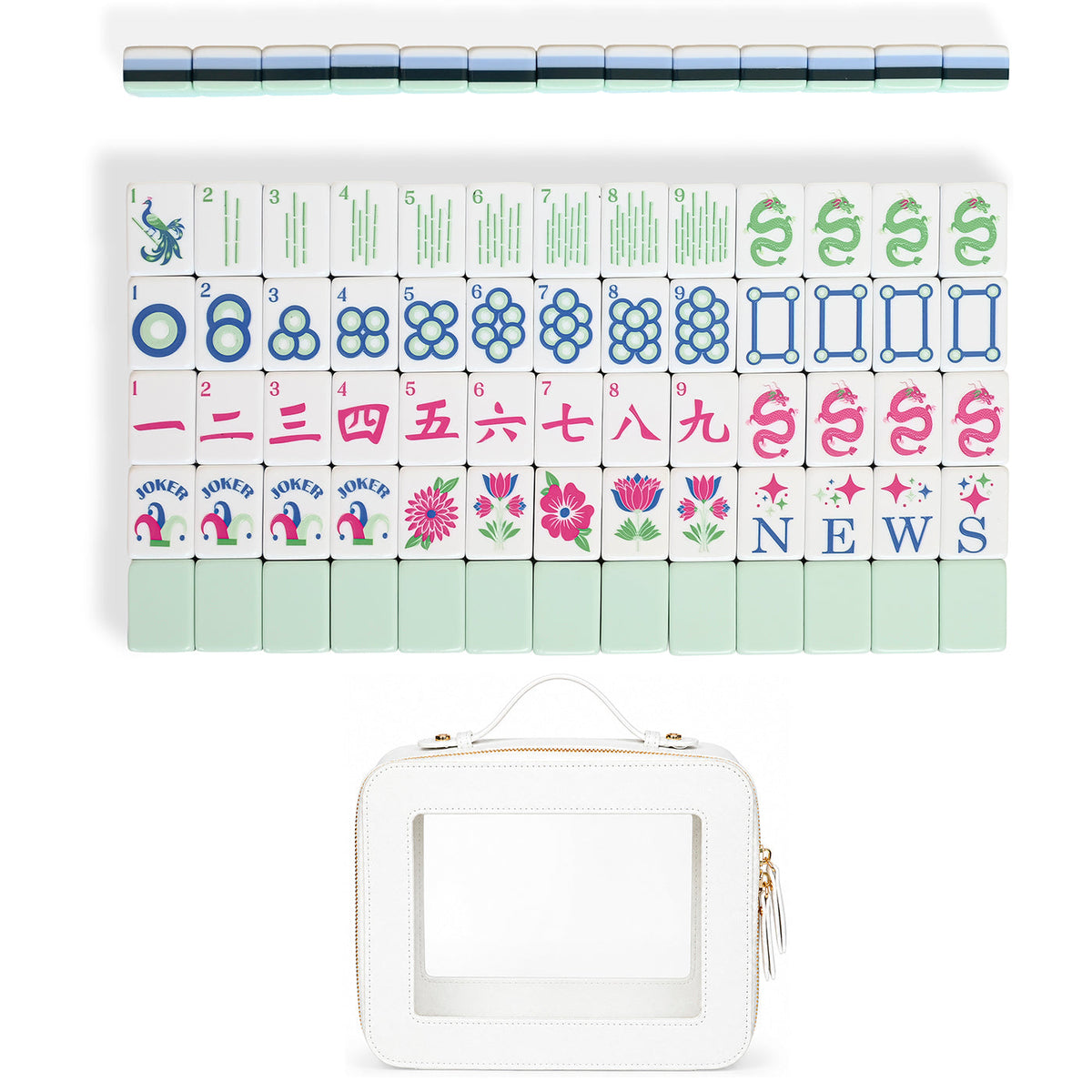 Mint Green Jester Collection American Mahjong Tile Set (160pc)
